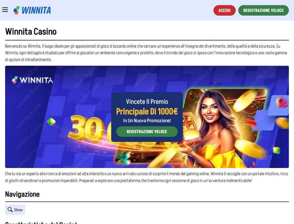 Winnita Gambling Establishment è un sito di scommesse affidabile? - Recensione 2025